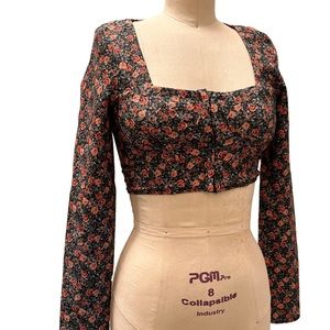 Long sleeve crop top bolero romantic floral top